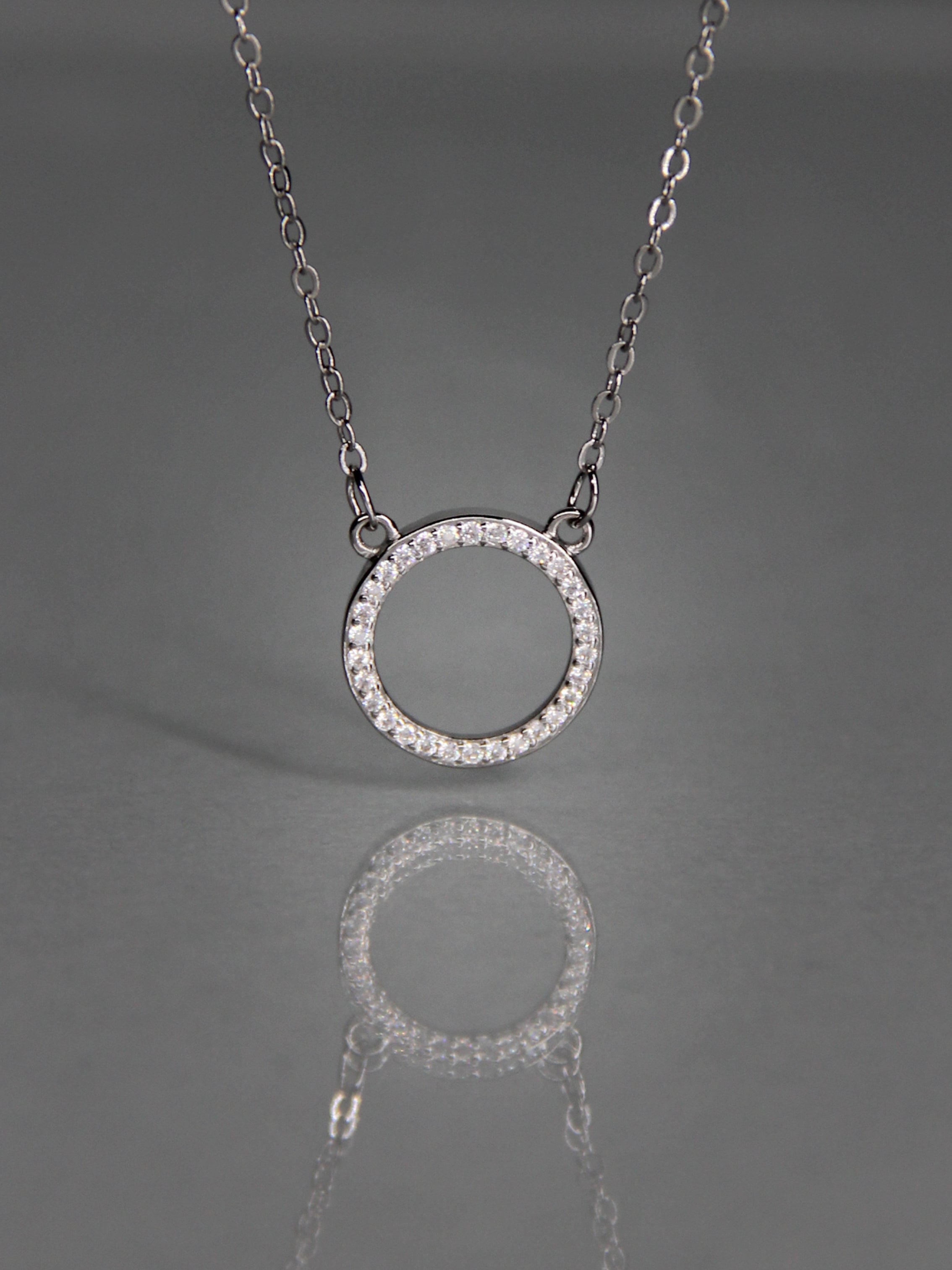 • Circle Paving CZ Diamond Necklace •