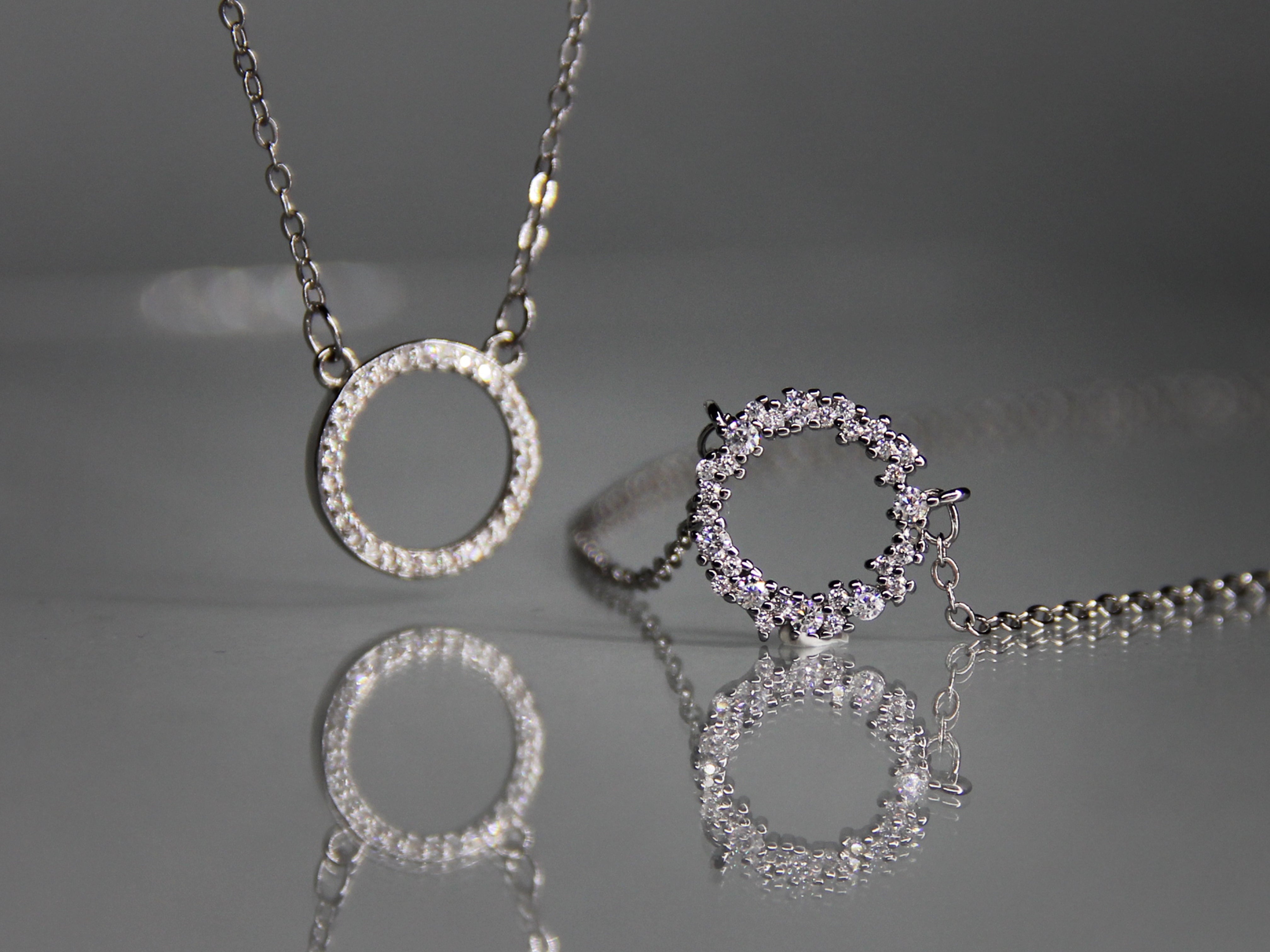 • Circle Paving CZ Diamond Necklace •