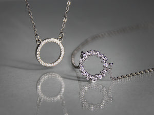 • Irregular Circle Paving CZ Diamond Necklace •