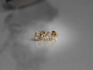 • Gold Wreath CZ Diamond Earrings •