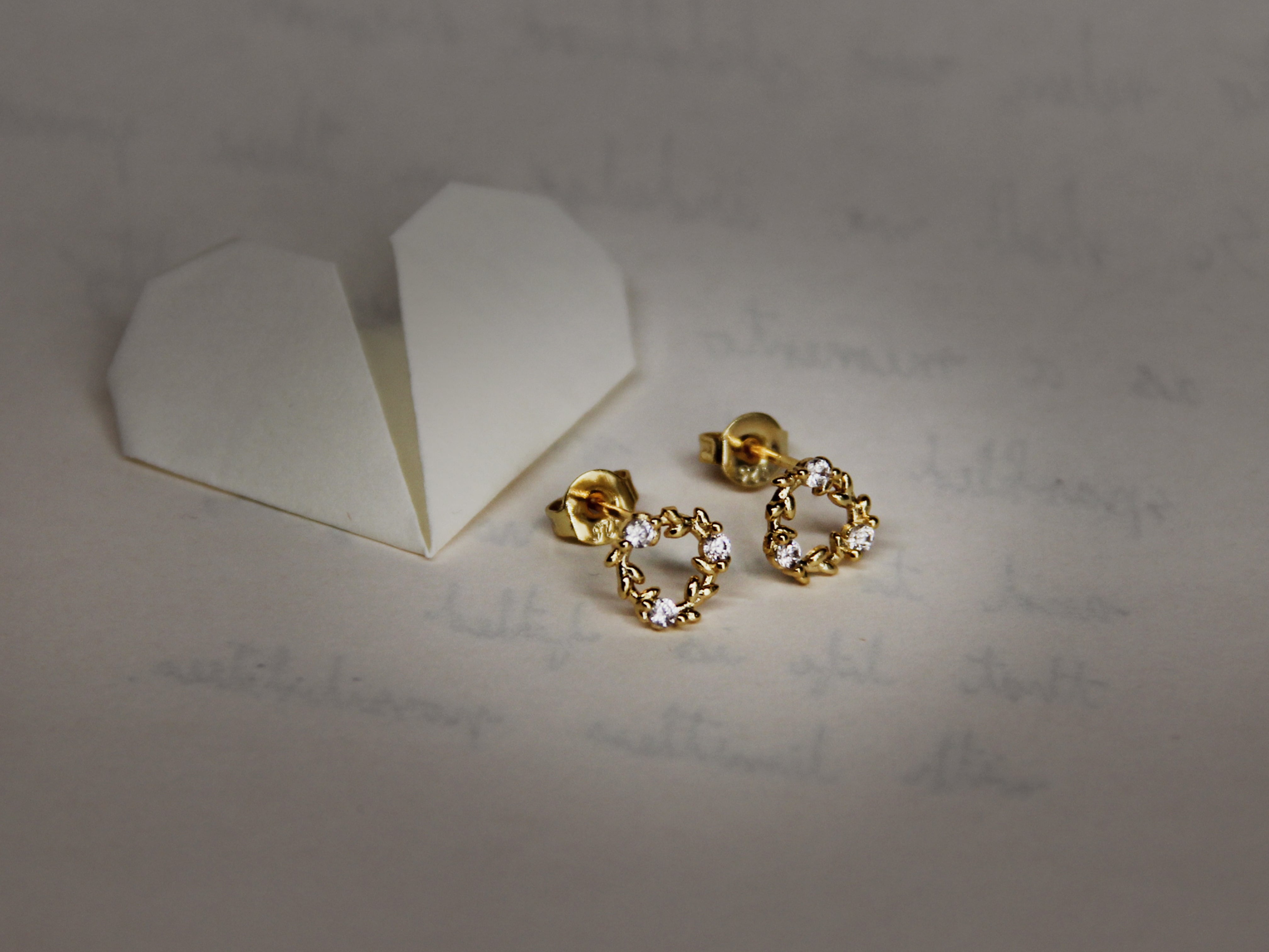 • Gold Wreath CZ Diamond Earrings •