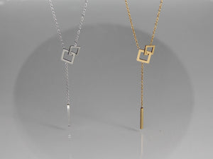 • Interlocking Squares Pendant Necklace •