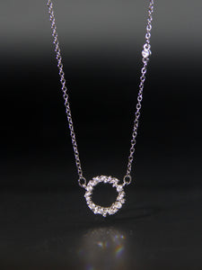 • Irregular Circle Paving CZ Diamond Necklace •