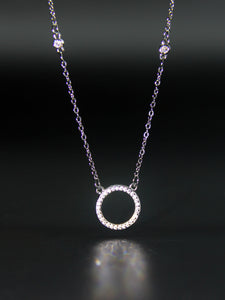 • Circle Paving CZ Diamond Necklace •