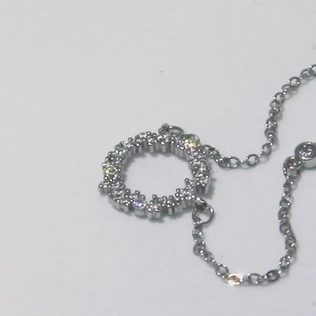 • Irregular Circle Paving CZ Diamond Necklace •