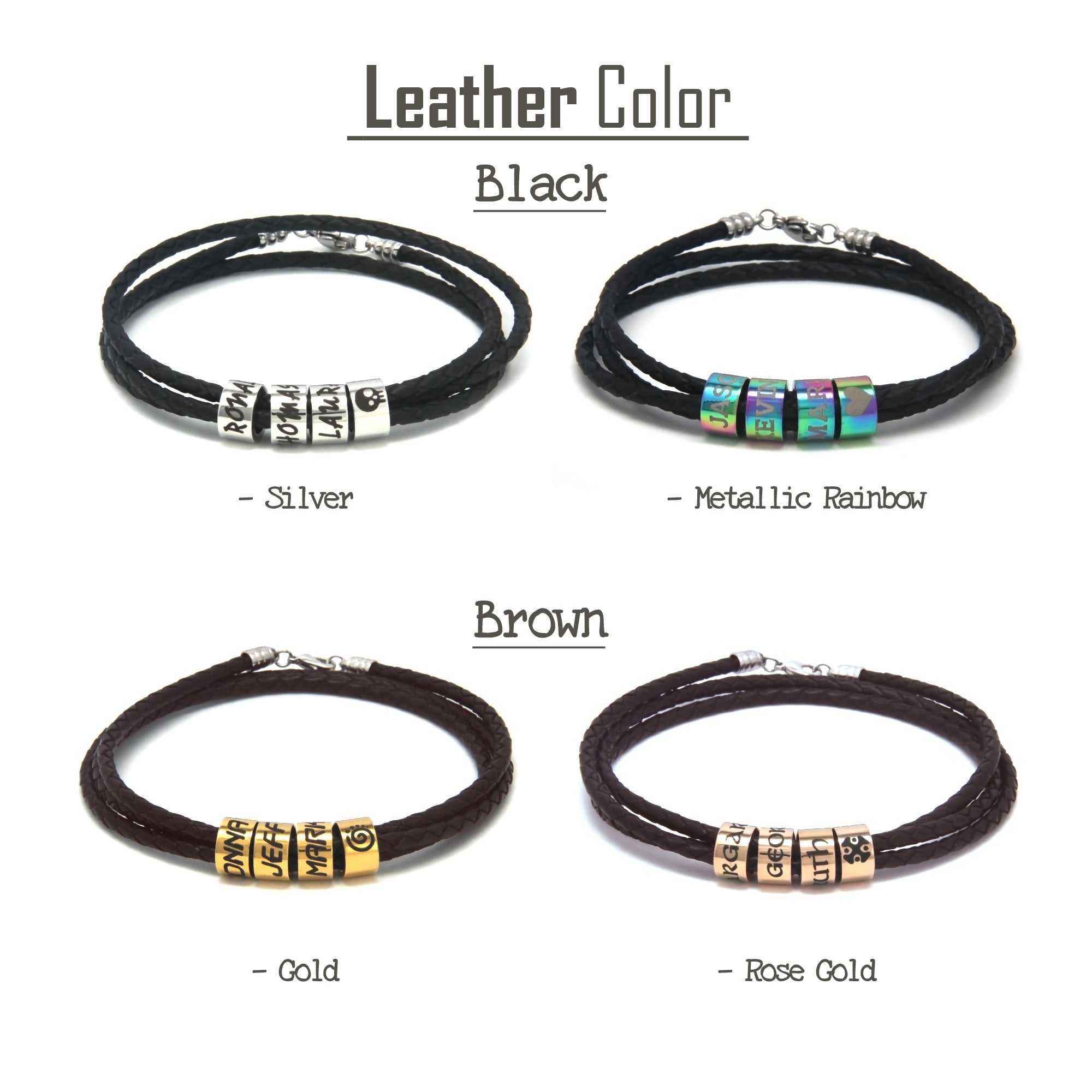 • Leather Family Name Men Bracelet •